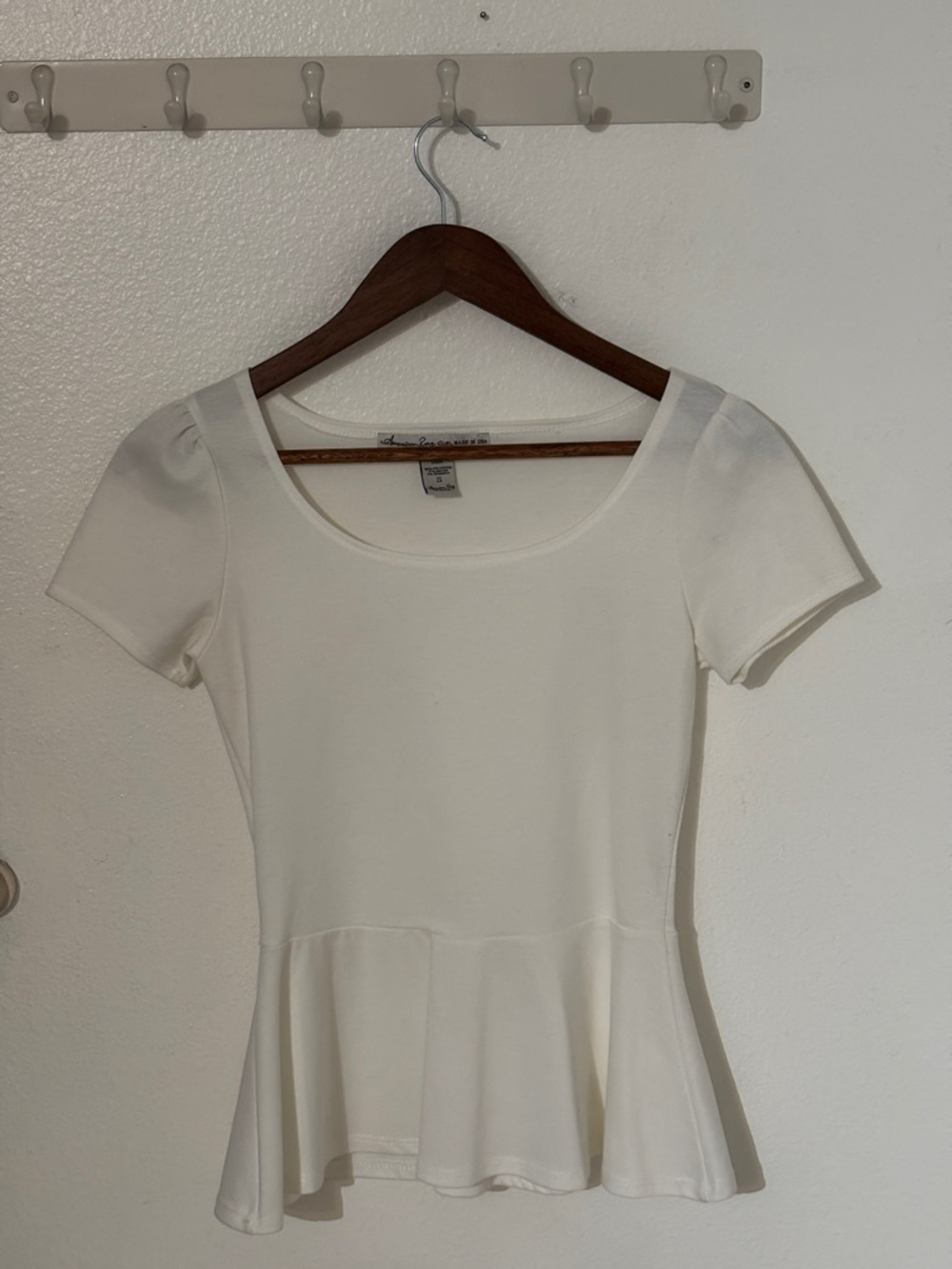 American Rag White Peplum Scoop Neck Top